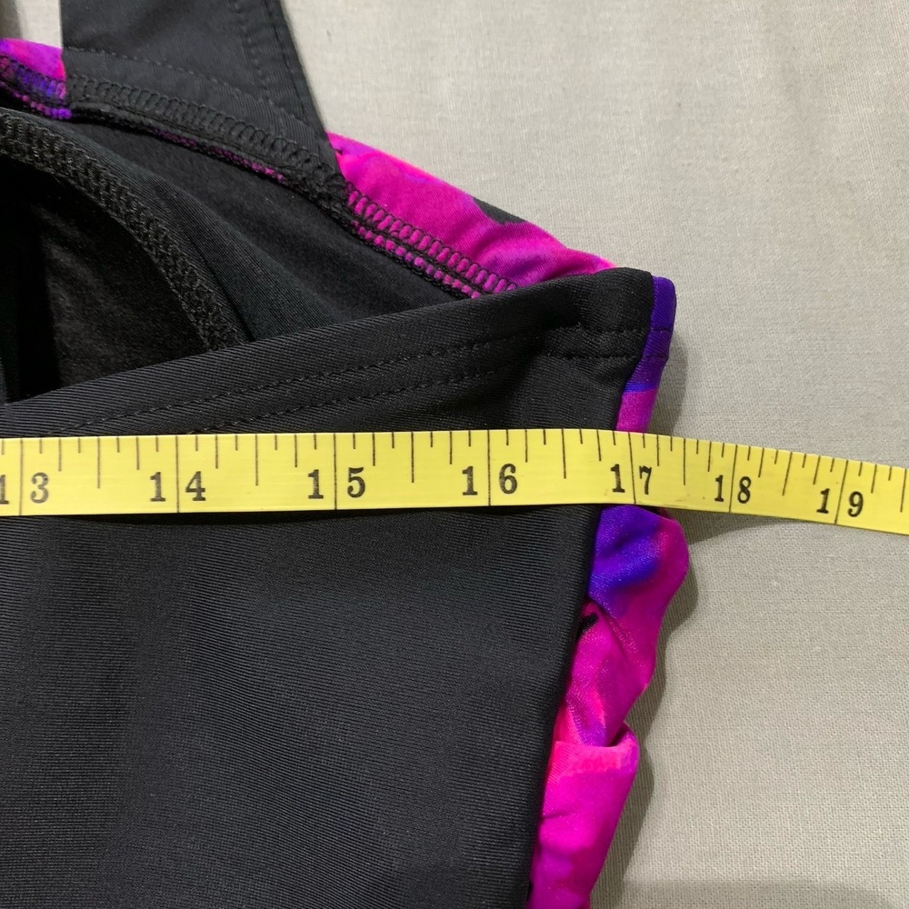 Lands' End Swimsuit 16 DDD Swim Dress Pink Black Floral Slimming Ruched - Picture 10 of 12